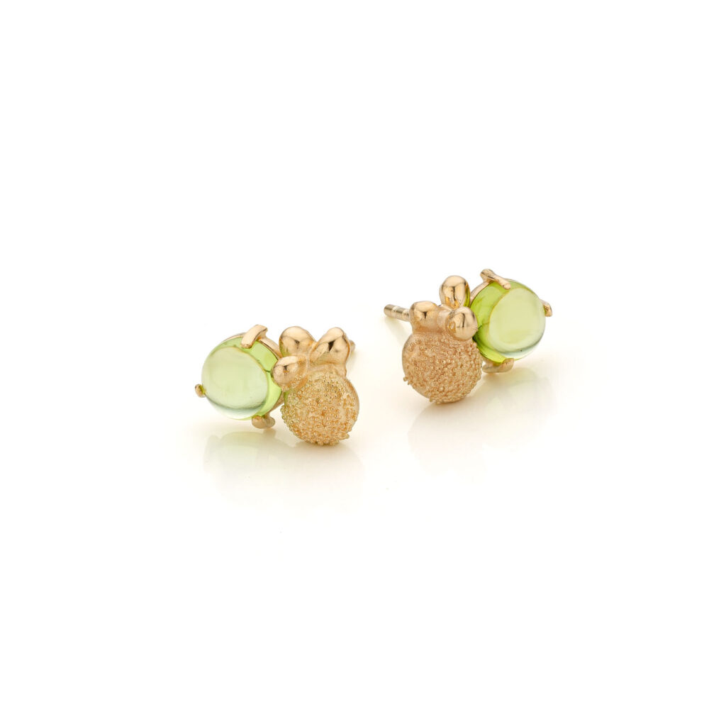 Earrings Coral and green sea